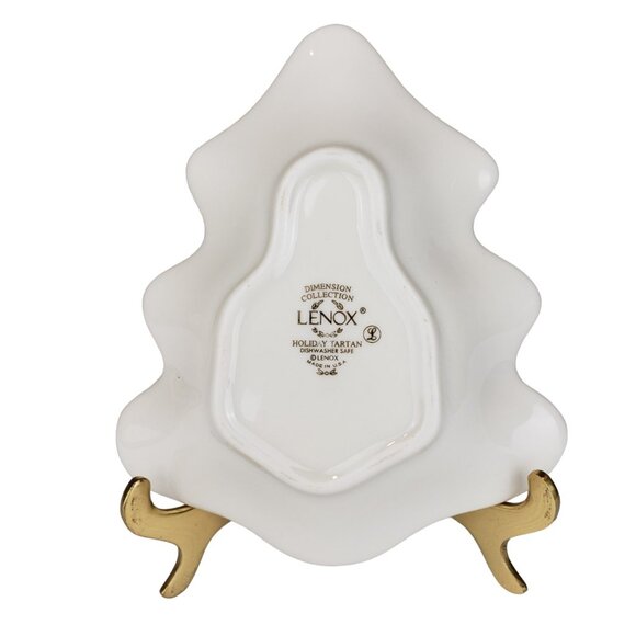 Lenox Tree Shaped Holiday Tartan 5" Christmas Candy Dish Like New - Picture 2 of 10